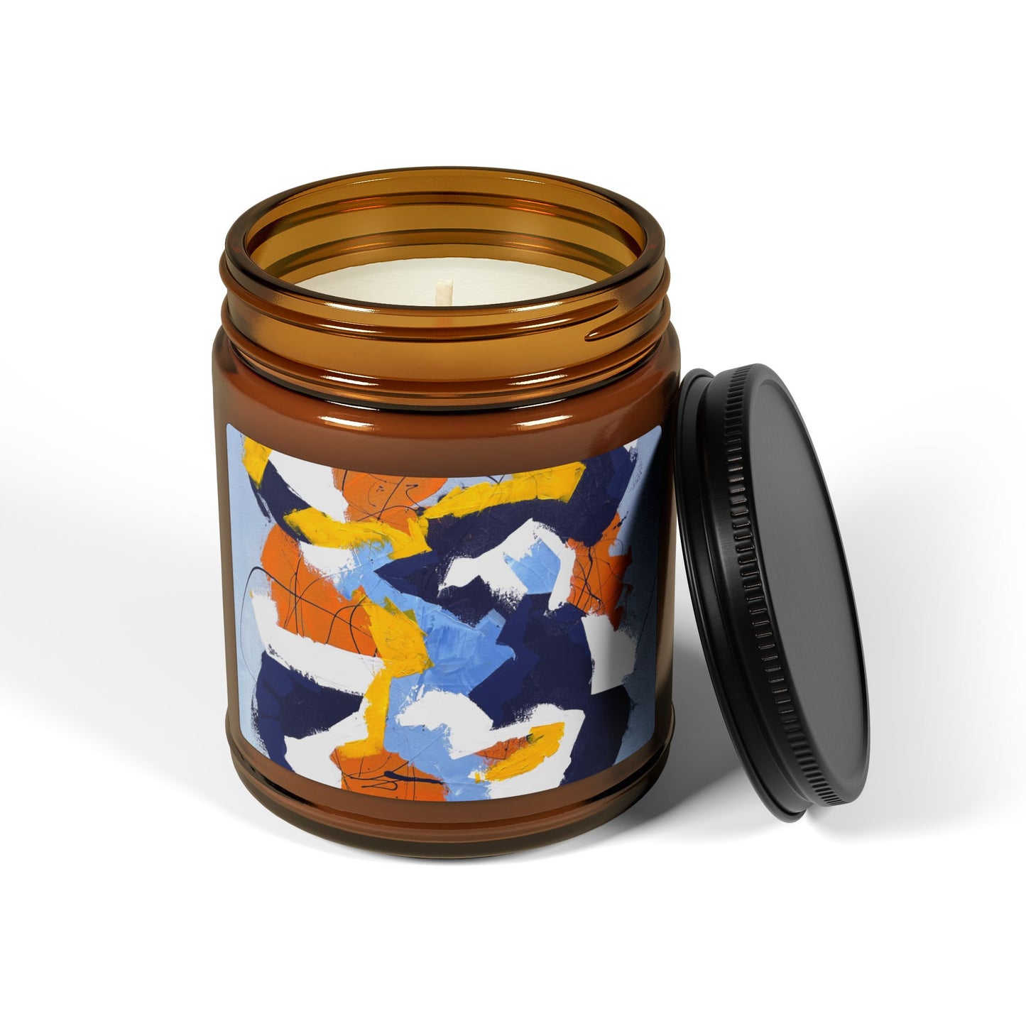 SpiralOutArt© "Gemini Juxtaposition" Scented Soy Candle (Multi-Size, Amber Jar)