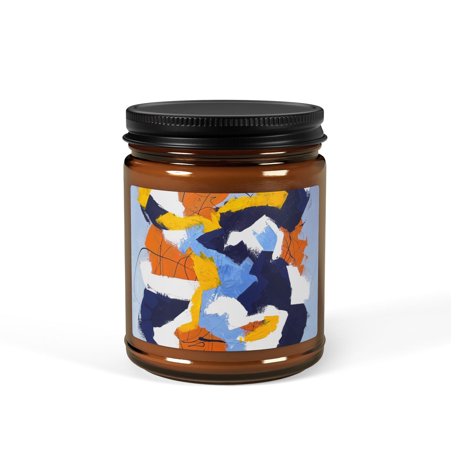 SpiralOutArt© "Gemini Juxtaposition" Scented Soy Candle (Multi-Size, Amber Jar)