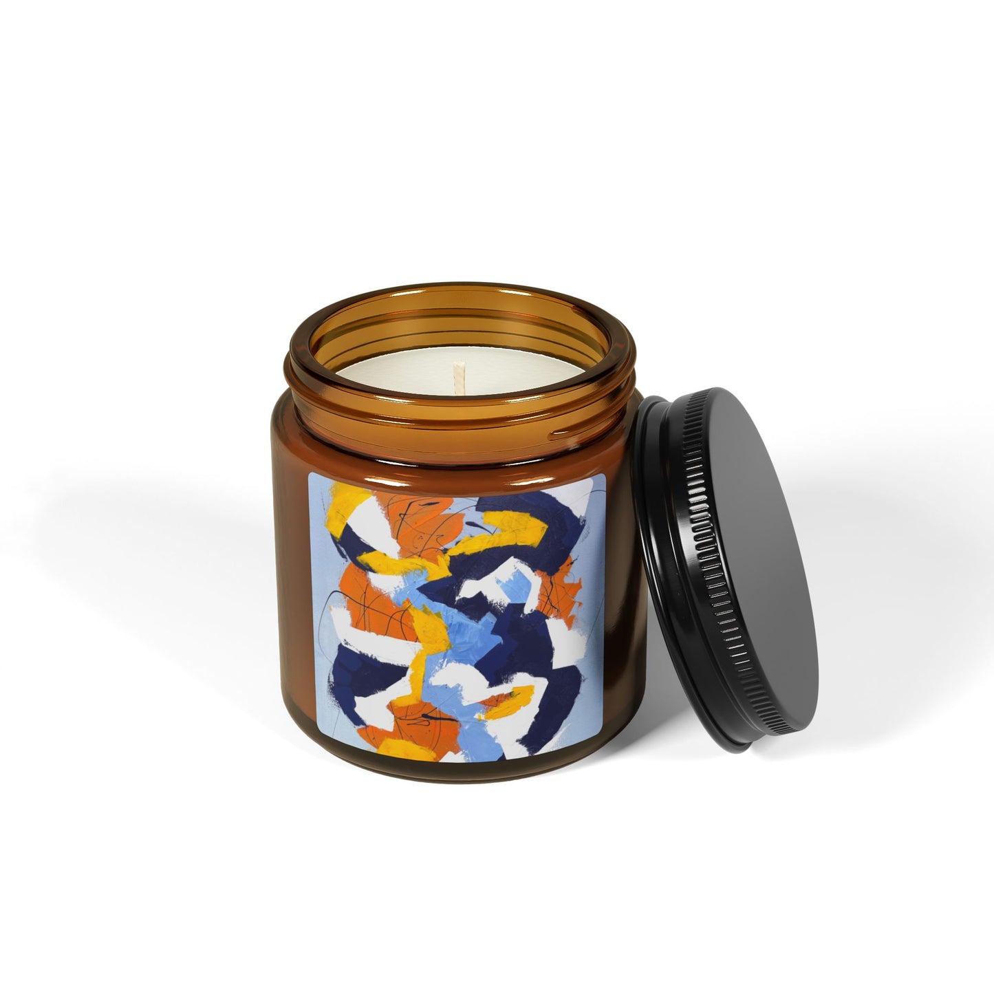 SpiralOutArt© "Gemini Juxtaposition" Scented Soy Candle (Multi-Size, Amber Jar)